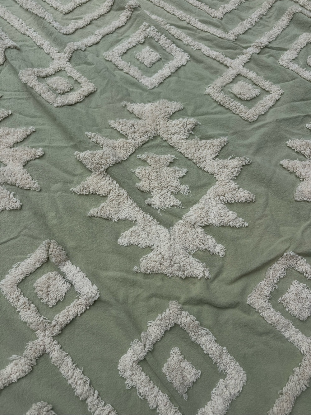 Sage Green Aztec print with fringe blanket or tapestry 7’x10’ - Picture 4 of 4